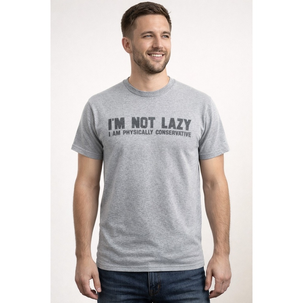 Delta Apparel "I'm Not Lazy" Graphic T-Shirt Gray Adult Small Cotton Blend Funny